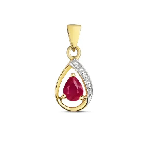 Diamond & Ruby 0.42ct Pendant 9ct Gold